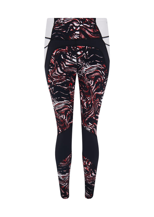Prowess Print Block Leggings - Red Shadow